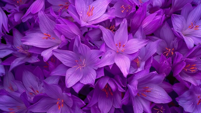 Beautiful blooming purple colchicum autumnale
