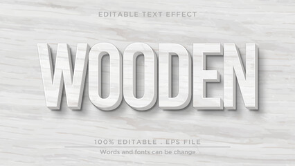 Wood 3d text effect. white wood mockup text effect template