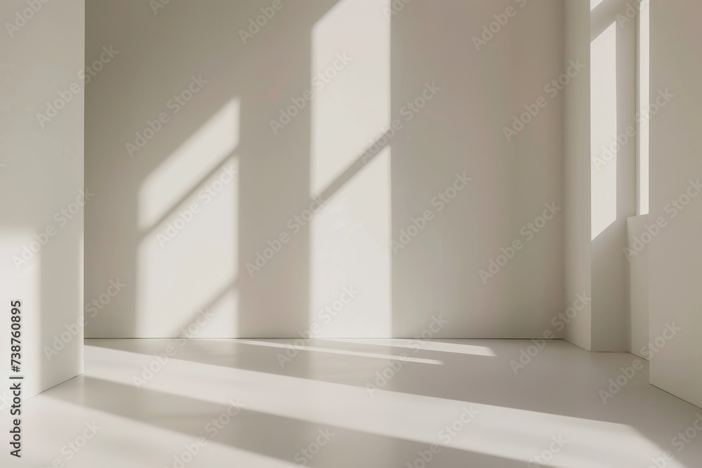 Aufkleber a serene indoor sanctuary illuminated by natural daylight, where shadows dance on the plaster walls 