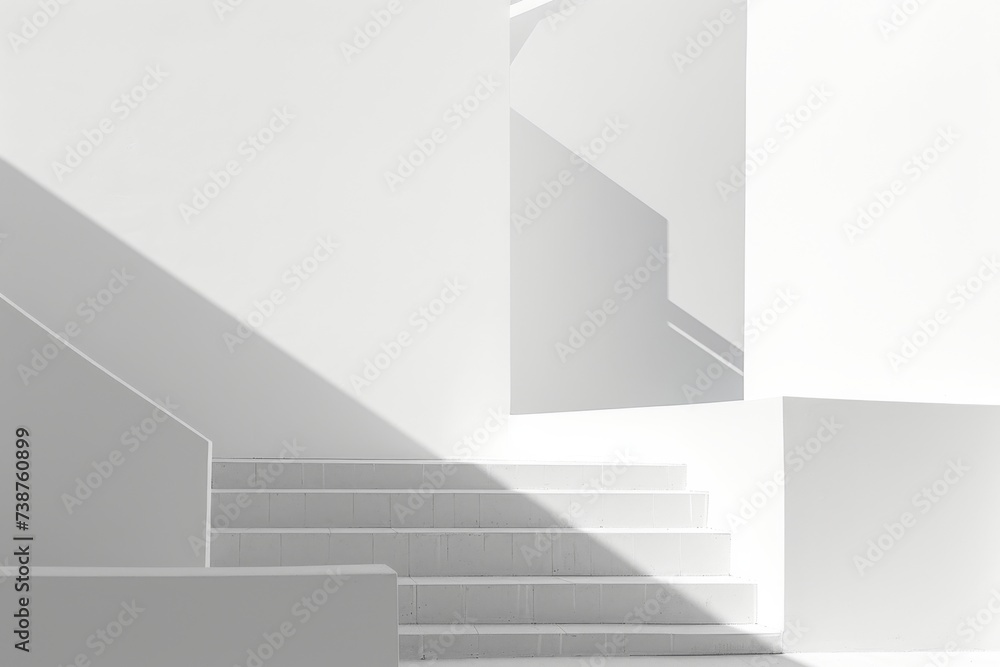 Aufkleber a mesmerizing art piece of minimalist design, featuring a white staircase cascading through shadows 