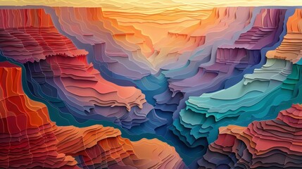Grand Canyon in paper cut art layers of history and natural beauty a USA landmark treasure - obrazy, fototapety, plakaty