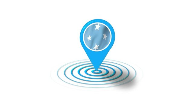 Micronesia flag icon 3d GPS location tracking animation in white background