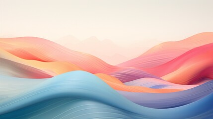 Abstract background with wavy lines and mountains. 3d render illustration