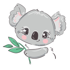 Kids print with Hand Drawn Cute Koala Vector 