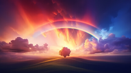 Rainbow background, beautiful scenery