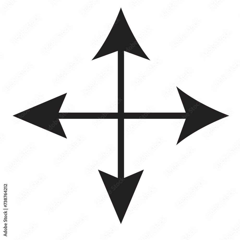 Poster four side arrow icon illustration isolated vector sign symbol. vector four direction arrow icon for 