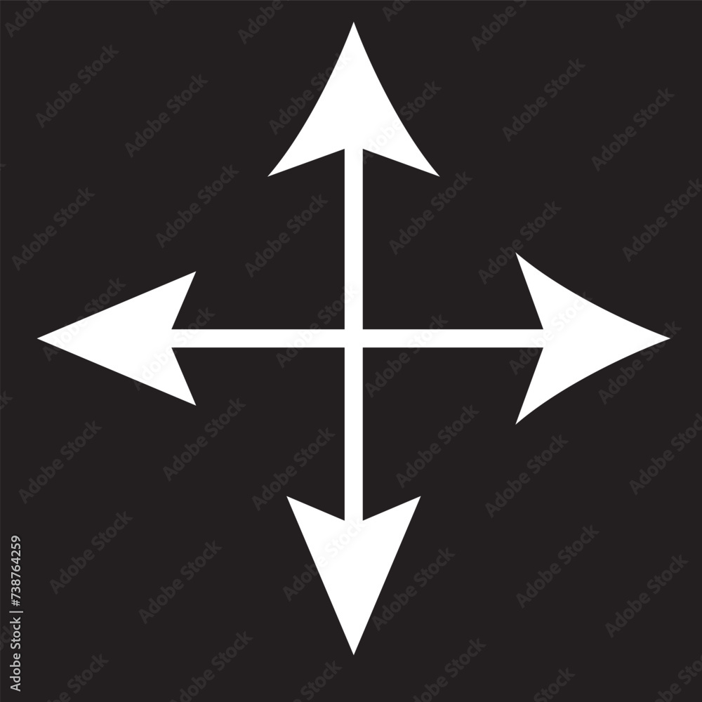 Poster four side arrow icon illustration isolated vector sign symbol. vector four direction arrow icon for 
