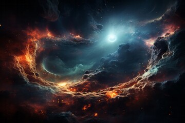 Artistic representation of a galaxy in the vastness of space