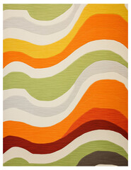 50s linear abstract Mid Century Modern Retro colorful fun bold rug, mid century modern carpet in Pink, Orange, Yellow, Beige and Green colors, 70s, 60s, Retro Rug, 1970s, 1960s