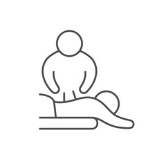 Acupuncturist with patient line icon