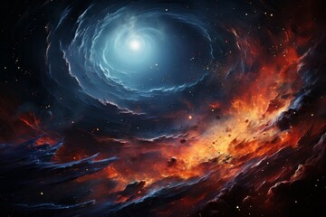 An astronomical object in space, a galaxy painting with a star at the center - obrazy, fototapety, plakaty