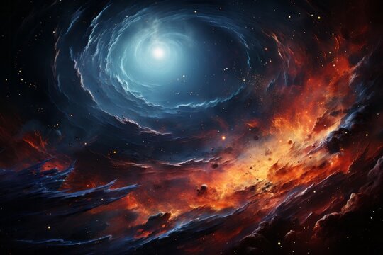 An astronomical object in space, a galaxy painting with a star at the center