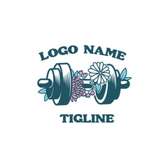 gym flower, fitness feminine logo vector
