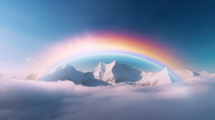 Rainbow background, nature landscape - obrazy, fototapety, plakaty