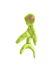 Light green alien plasticine on a clear background.