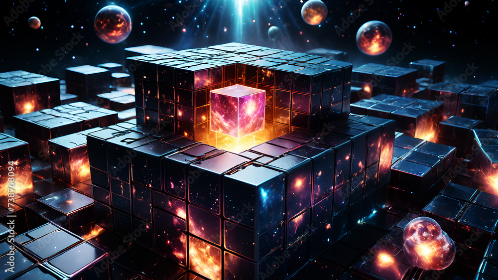 Poster infuse a cosmic element into your background, using celestial patterns and colors within a framework