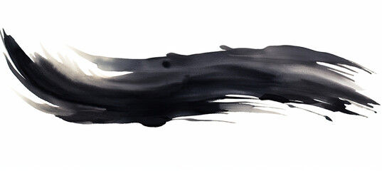 Black paint brush stroke Watercolor. isolated on white background
