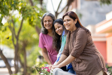Happy Indian senior women having fun together outdoor