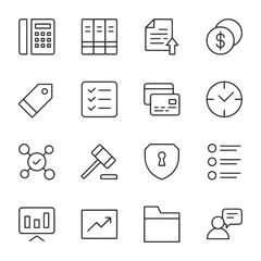 Set of business icon for web app simple line basic design