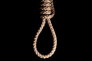 Rope noose on the gallows. Execution or suicide concept