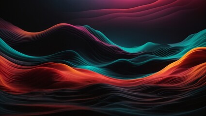 Dark abstract wallpaper, mesmerizing background in black grey and orange waves texture 