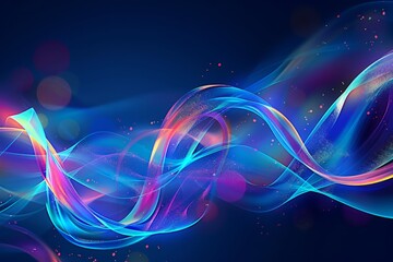 Obraz premium Colors of may, abstract background with waves in blue, pink, orange and yellow huess, and with copyspace for your text. May background banner for special or awareness day, week or month