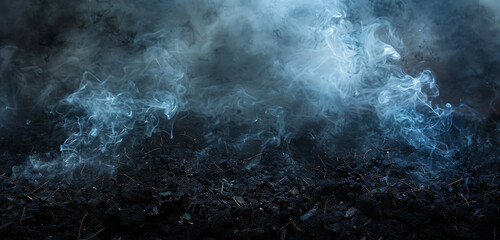 dirt is burnt over black smoke background in the styl - obrazy, fototapety, plakaty