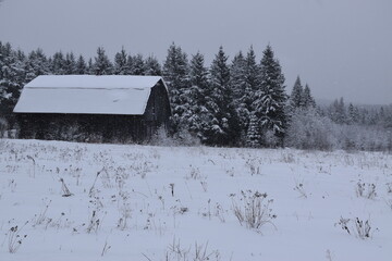 A farm in winter, Sainte-Apolline, Québec, Canada