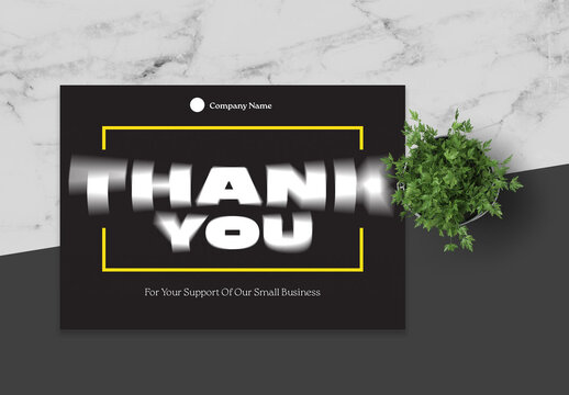 Yellow And Black Thank You Card