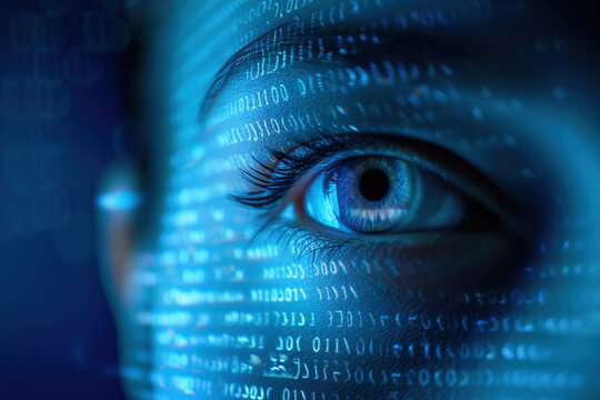 Biometric identification process is based on identification of eyes by a scanning process that recognizes online data AI Generative