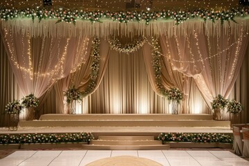 Garden Grandeur: Elegant Wedding Love Hall with Flower Decoration