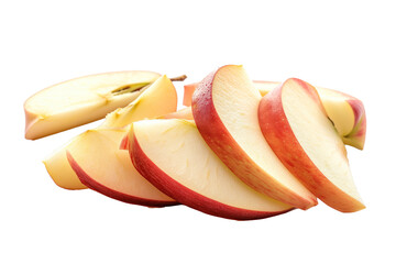 Red apple slices isolated on white