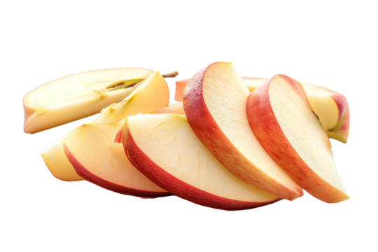 Red apple slices isolated on white