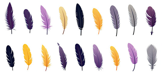 Feather icons. Set of  feather Icons. isolated on white background