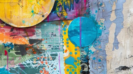 Abstract Colorful Textures Collage Background