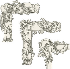 Vector set of decorative elements in Victorian frame style
