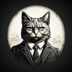 ai illustration of a cat dressed as a mafia
