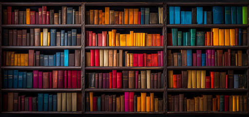 Bibliothèques remplies de livres colorés