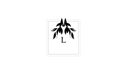 illustration of a silhouette of a leaf Alphabetical Logo