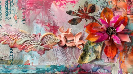 Vibrant Mixed Media Collage Background Abstract
