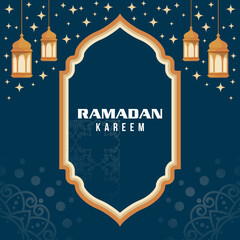 Vector ramadan kareem with lanterns