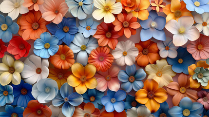 colorful flowers on a blue background