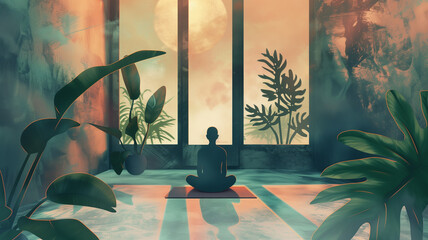 An illustration of a peaceful meditation space, promoting wellness.