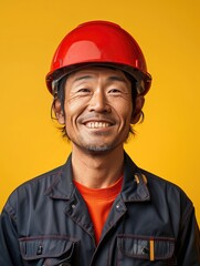 Engineer worker male with smile face in professional background