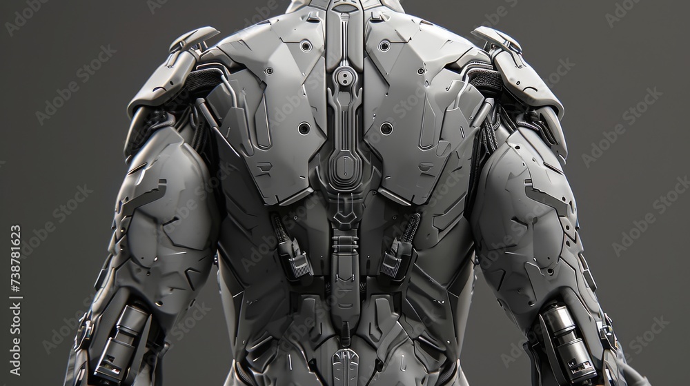 Poster robot isolated on a gray background