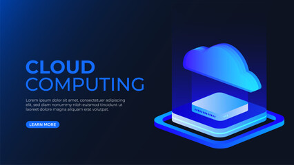 Cloud computing isometrric vector illustartion. Online computing technology concept. good for website, banner and landing page.