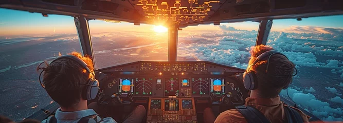 Foto op Canvas Piloting an aircraft with a copilot © tongpatong