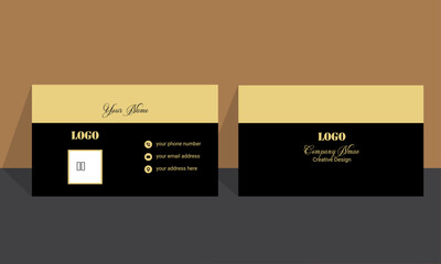 Creative luxury modern victor business card template in black and gold colors.