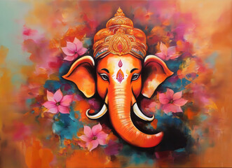 Illustration of Lord Ganesha, the son of God Shiva and Goddess Parvati. The Hindu God Ganesha is the remover of obstacles .He is the first God to be worshipped in all Hindu rites and rituals.