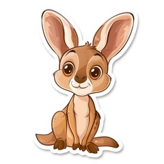 cute and funny baby Kangaroo sticker on a white background